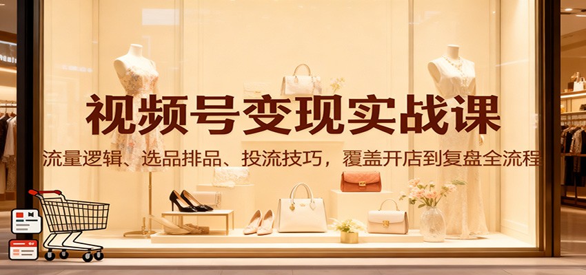 视频号变现实战课:流量逻辑、选品排品、投流技巧,覆盖开店到复盘全流程-富爸爸项目圈