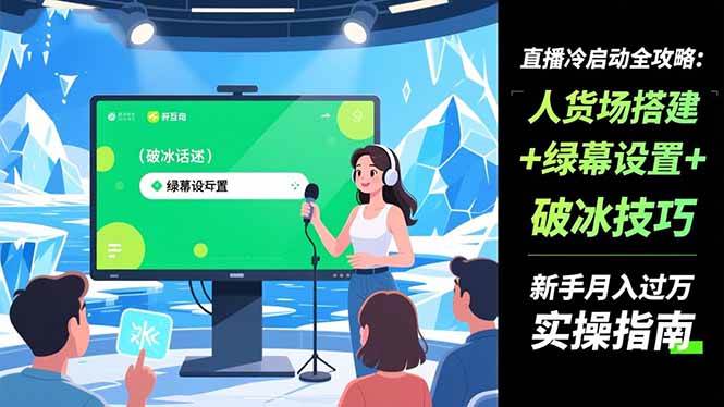 (16605期)直播冷启动全攻略:人货场搭建+绿幕设置+破冰技巧,新手月入过万实操指南-富爸爸项目圈