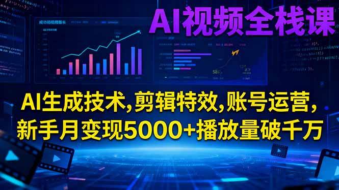 (16603期)AI视频全栈课:AI生成技术,剪辑特效,账号运营,新手月变现5000+播放量破千万-富爸爸项目圈
