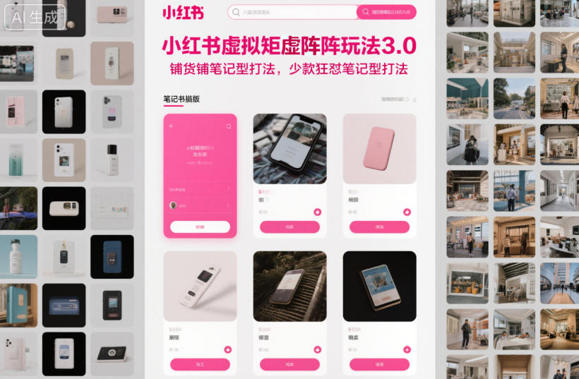 小红书虚拟矩阵玩法3.0,铺货铺笔记型打法,少款狂怼笔记型打法-富爸爸项目圈