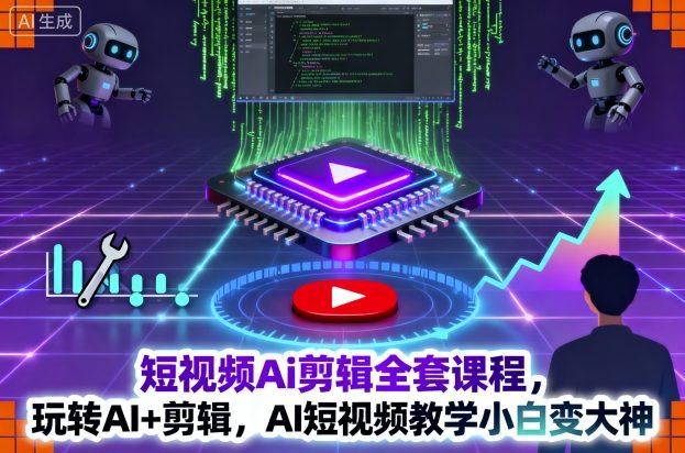 短视频Ai剪辑全套课程,玩转AI+剪辑,AI短视频教学小白变大神-富爸爸项目圈