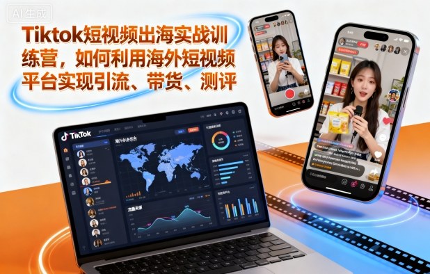 Tiktok短视频出海实战训练营,如何利用海外短视频平台实现引流、带货、测评-富爸爸项目圈