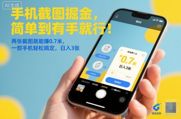 手机截图掘金,简单到有手就行!两张截图就能賺0.7米,一部手机轻松搞定,日入3张【揭秘】-富爸爸项目圈