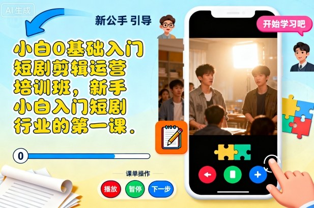 小白0基础入门短剧剪辑运营培训班,新手小白入门短剧行业的第一课-富爸爸项目圈