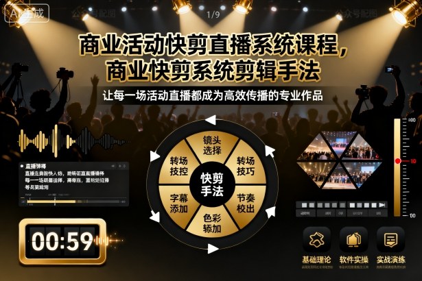 商业活动快剪直播系统课程,商业快剪系统剪辑手法-富爸爸项目圈