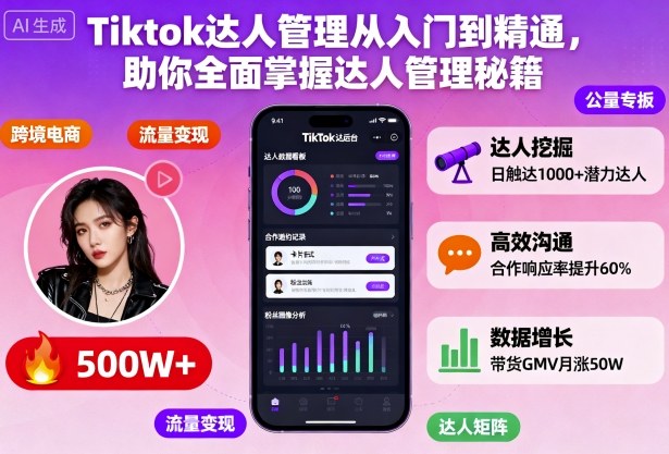 Tiktok达人管理从入门到精通,助你全面掌握达人管理秘籍-富爸爸项目圈
