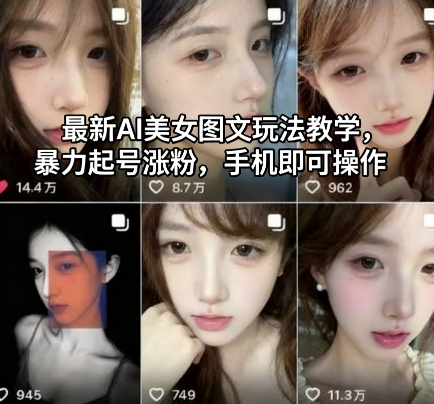 最新AI美女图文玩法教学,暴力起号涨粉,手机即可操作-富爸爸项目圈