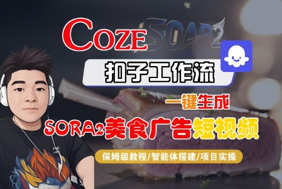 Coze扣子智能体工作流一键生成“SORA2美食广告“短视频,全流程保姆级教学-富爸爸项目圈
