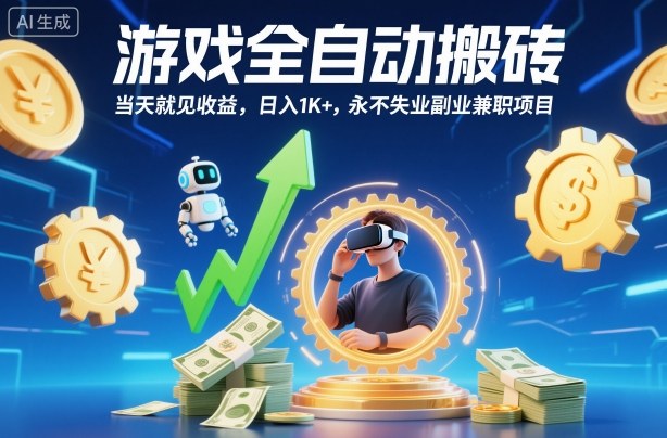 游戏全自动搬砖,当天就见收益,日入1K+,永不失业副业兼职项目【揭秘】-富爸爸项目圈