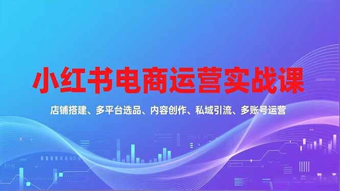 (16695期)小红书电商运营实战课,店铺搭建、多平台选品、内容创作、私域引流、多账号运营等玩法-富爸爸项目圈