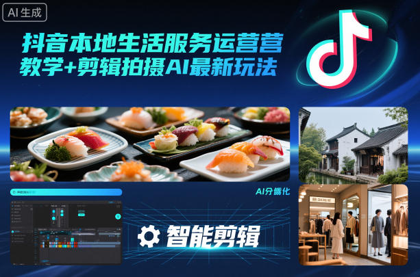 抖音本地生活服务运营教学+剪辑拍摄AI最新玩法-富爸爸项目圈