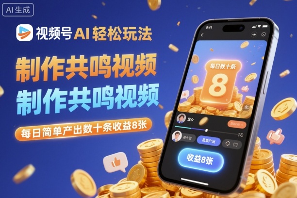 视频号AI轻松玩法,制作共鸣视频,每日简单产出数十条收益8张-富爸爸项目圈