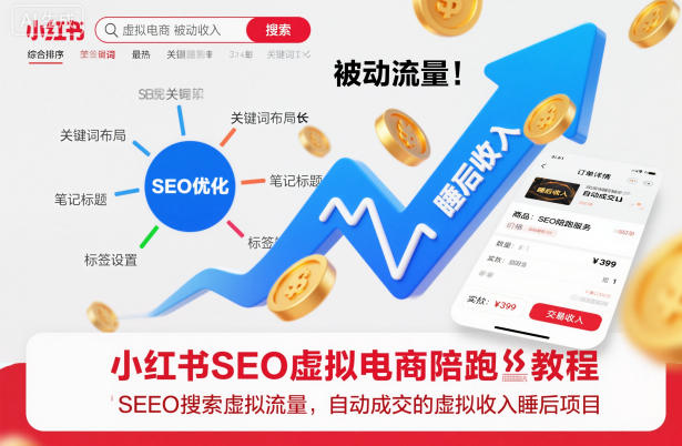 小红书SEO虚拟电商陪跑教程,实现seo搜索被动流量,自动成交的被动收入睡后项目-富爸爸项目圈
