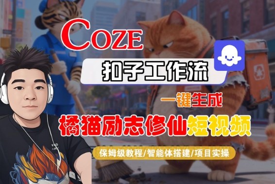 Coze扣子智能体工作流一键生成“橘猫励志修仙“短视频,全流程保姆级教学-富爸爸项目圈
