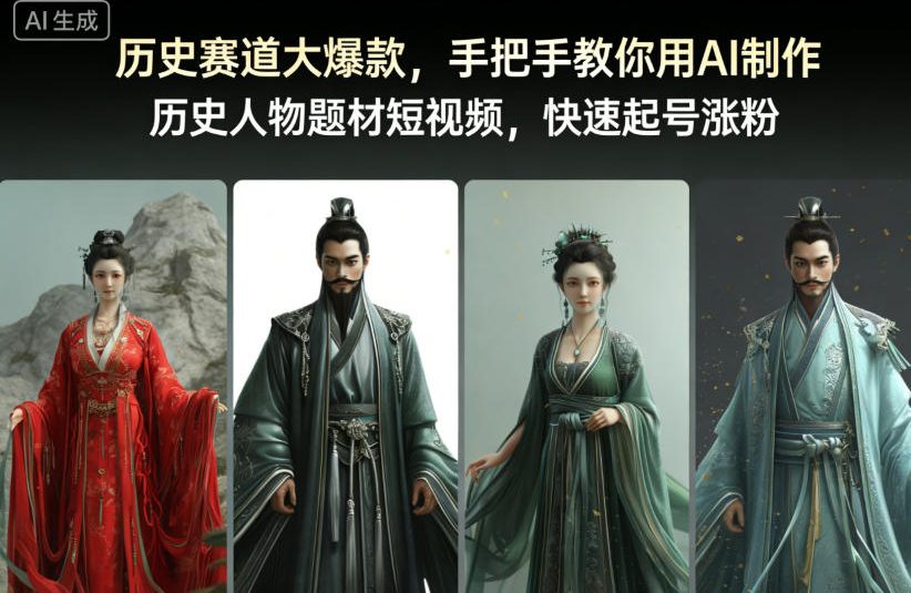 历史赛道大爆款,手把手教你用AI制作历史人物题材短视频,快速起号涨粉-富爸爸项目圈