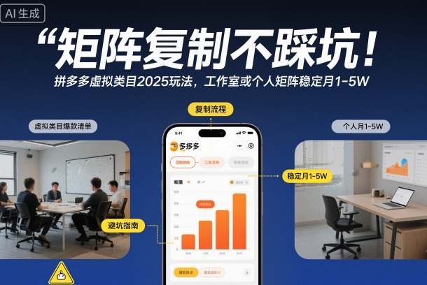 矩阵复制不踩坑!拼多多虚拟类目2025玩法,工作室或者个人矩阵稳定月1-5W【揭秘】-富爸爸项目圈