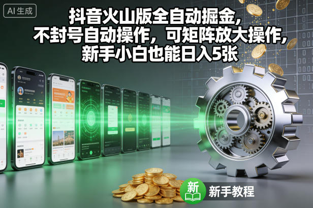 抖音火山版全自动掘金,不封号自动操作,可矩阵放大操作,新手小白也能日入5张【揭秘】-富爸爸项目圈