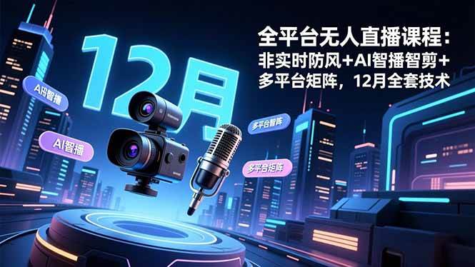 (16754期)全平台无人直播课程:非实时防风+AI智播智剪+多平台矩阵,12月全套技术-富爸爸项目圈