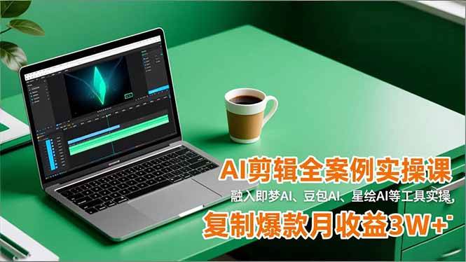 (16770期)AI剪辑全案例实操课,融入即梦AI、豆包AI、星绘AI等工具实操,复制爆款月收益3W+-富爸爸项目圈