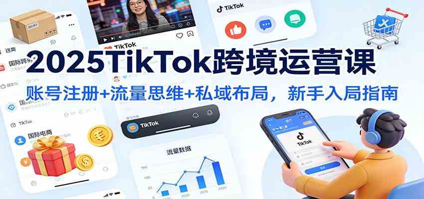 2025TikTok跨境运营课:账号注册+流量思维+私域布局,新手入局指南-富爸爸项目圈