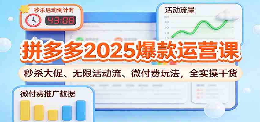 拼多多2025爆款运营课:秒杀大促、无限活动流、微付费玩法,全实操干货-富爸爸项目圈