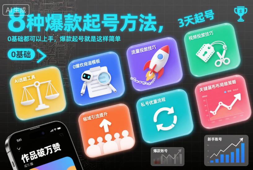 8种爆款起号方法,0基础都可以上手,爆款起号就是这样简单-富爸爸项目圈