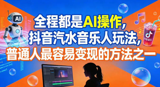 全程都是AI操作,抖音汽水音乐人玩法,普通人最容易变现的方法之一-富爸爸项目圈