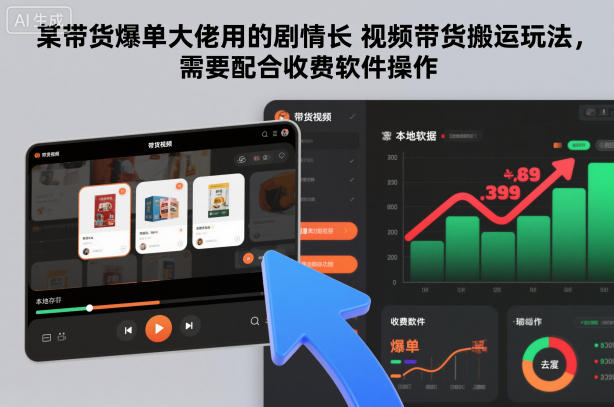 某带货爆单大佬用的剧情长视频带货搬运玩法,需要配合收费软件操作-富爸爸项目圈