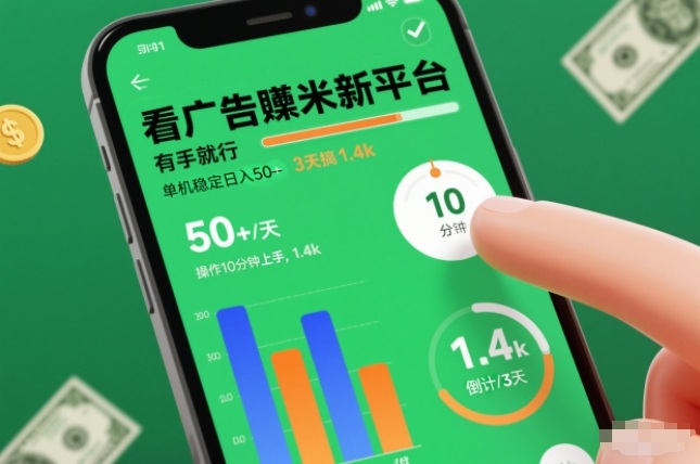 看广告賺米新平台,有手就行,单机稳定日入50+,操作10分钟上手,3天搞了1.4k【揭秘】-富爸爸项目圈