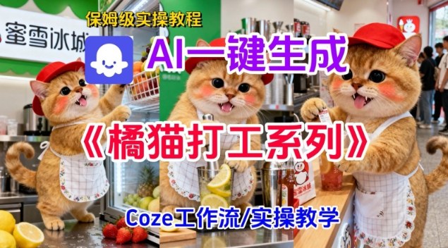 Coze扣子工作流一键生成胖橘猫打工短视频,保姆级实操搭建教学-富爸爸项目圈
