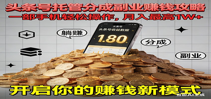 全程托管今日头条,一部手机就可以开干,最高躺赚1W+-富爸爸项目圈