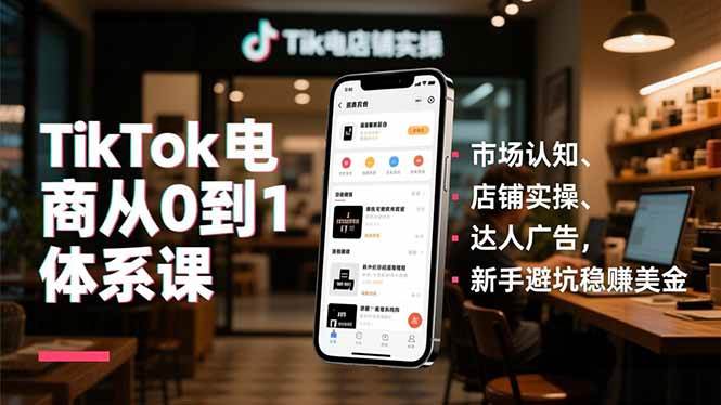 (16818期)TikTok电商从0到1体系课,市场认知、店铺实操、达人广告,新手避坑稳赚美金-富爸爸项目圈