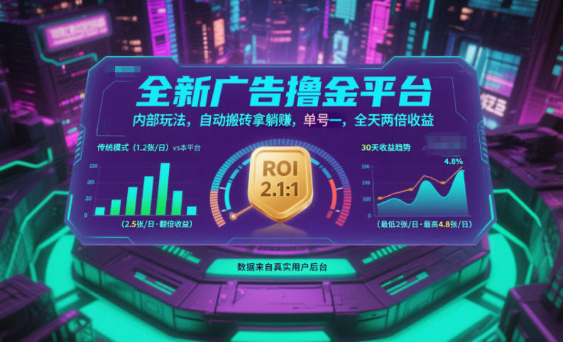 全新广告撸金平台,内部玩法,自动搬砖拿躺賺,单号一天保底2张+,全天两倍收益【揭秘】-富爸爸项目圈