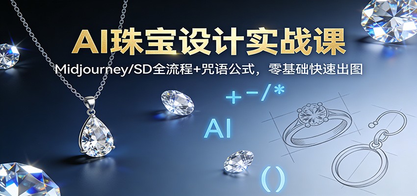 AI珠宝设计实战课:Midjourney/SD全流程+咒语公式,零基础快速出图-富爸爸项目圈