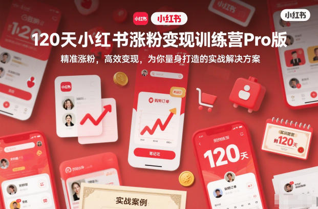 120天小红书涨粉变现训练营Pro版,精准涨粉,高效变现,为你量身打造的实战解决方案-富爸爸项目圈