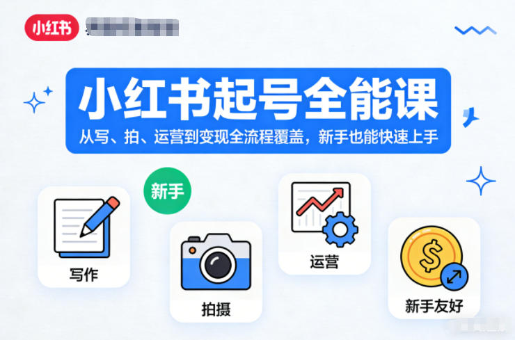 小红书起号全能课,从写、拍、运营到变现全流程覆盖,新手也能快速上手-富爸爸项目圈