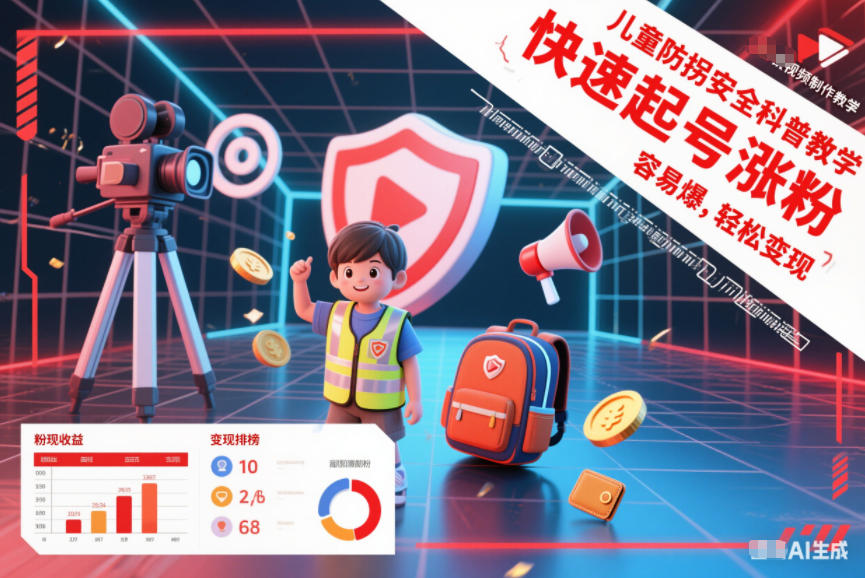 儿童防拐安全科普知识视频制作教学,快速起号涨粉,容易爆,轻松变现-富爸爸项目圈