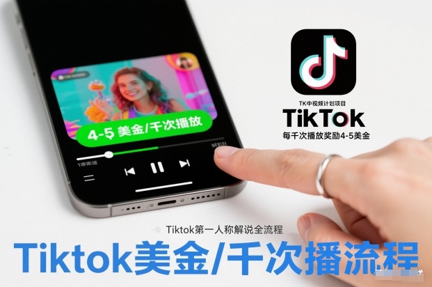 TK中视频计划项目,Tiktok第一人称解说流程,每干次播放奖励4-5美金-富爸爸项目圈