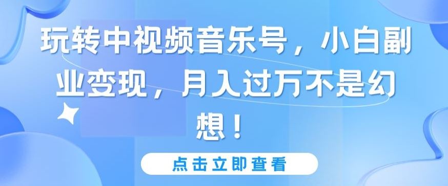 玩转中视频音乐号，小白副业变现，月入过万不是幻想【揭秘】-富爸爸项目圈