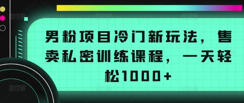 男粉项目冷门新玩法，售卖私密训练课程，一天轻松1000+【揭秘】-富爸爸项目圈