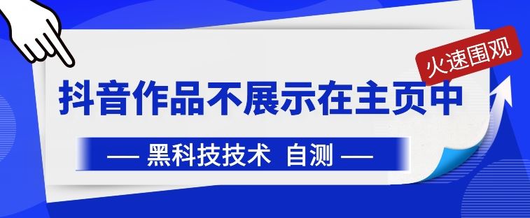 抖音黑科技：抖音作品不展示在主页中【揭秘】-富爸爸项目圈