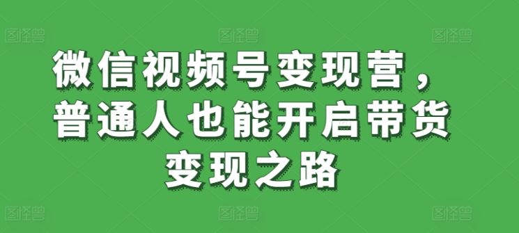 微信视频号变现营，普通人也能开启带货变现之路-富爸爸项目圈