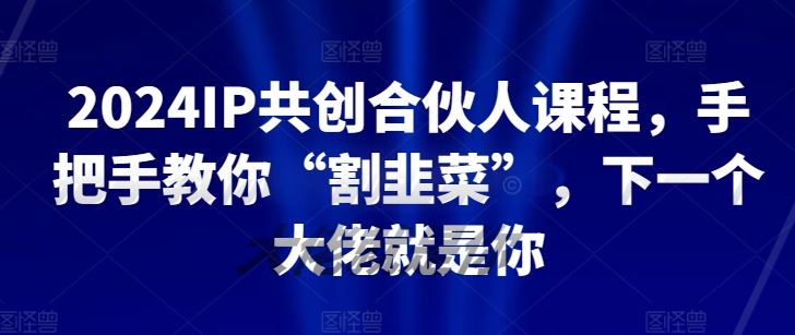2024IP共创合伙人课程，手把手教你“割韭菜”，下一个大佬就是你-富爸爸项目圈