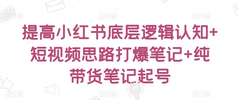 提高小红书底层逻辑认知+短视频思路打爆笔记+纯带货笔记起号-富爸爸项目圈