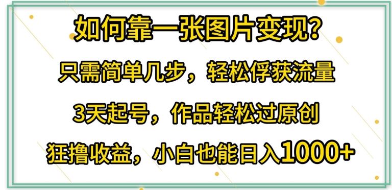 如何靠一张图片变现?只需简单几步，轻松俘获流量，3天起号，作品轻松过原创【揭秘】-富爸爸项目圈