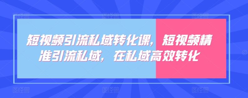 短视频引流私域转化课，短视频精准引流私域，在私域高效转化-富爸爸项目圈
