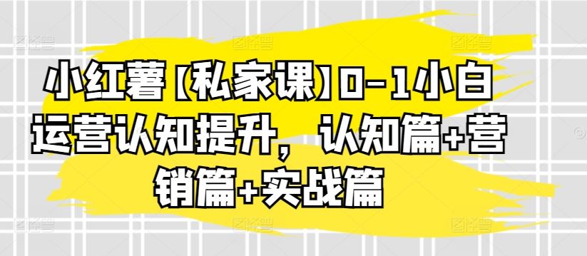 小红薯【私家课】0-1小白运营认知提升，认知篇+营销篇+实战篇-富爸爸项目圈