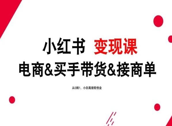 2024年最新小红书变现课，电商&买手带货&接商单，从0到1，小白高效轻创业-富爸爸项目圈