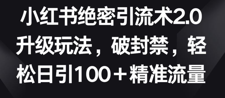 小红书绝密引流术2.0升级玩法，破封禁，轻松日引100+精准流量【揭秘】-富爸爸项目圈