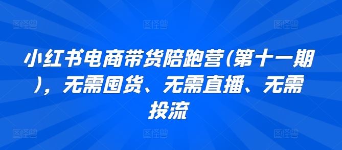 小红书电商带货陪跑营(第十一期)，无需囤货、无需直播、无需投流-富爸爸项目圈